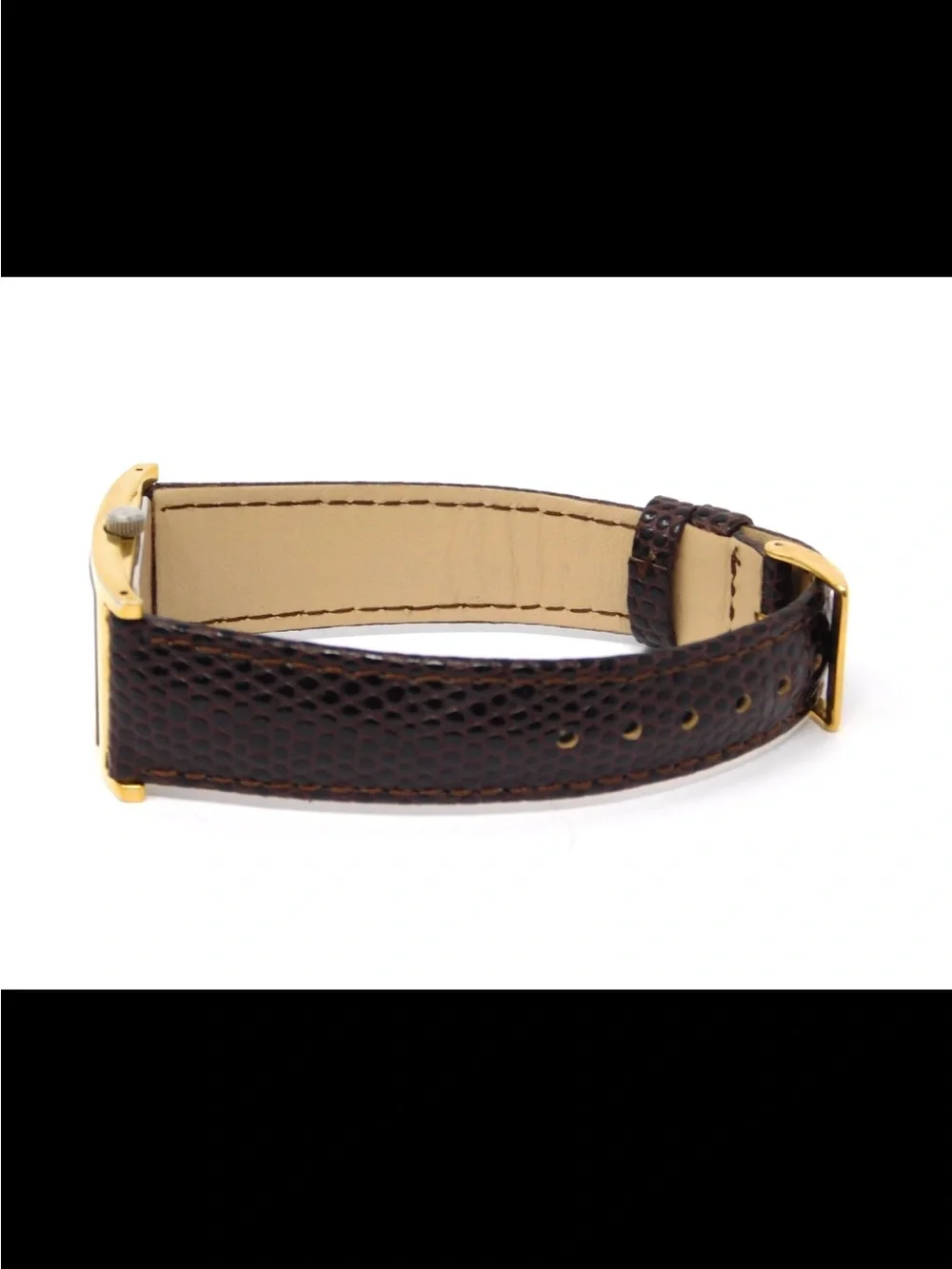Fossil FS2756 Arkitekt Watch Tank Gold Tone Leather Band 30M Water Resistant